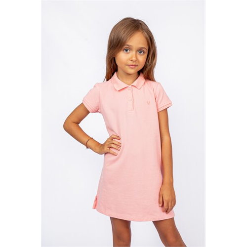 Pinkabuds Girls Peach Polo Dress