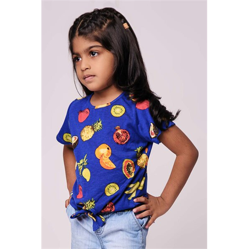 Cotton Collection Blue Printed Tshirt By Coco