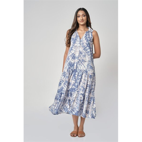 Cotton Collection Cotton Blue Cutaway Printed Dress