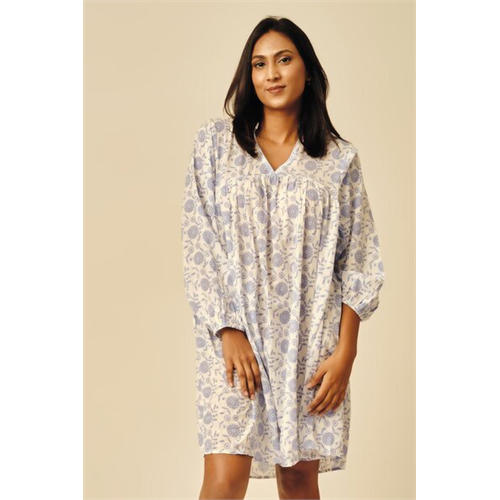 Cotton Collection Cotton Blue Printed Dress By Coco