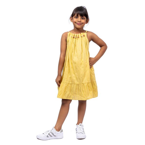 Cotton collection Yellow Stripe Kids Girls Apparel Dress