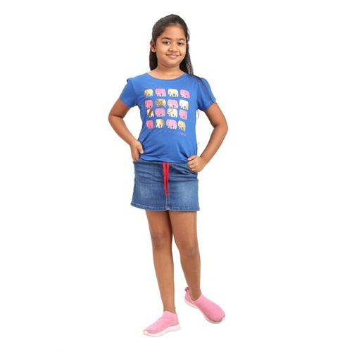 Luv SL Solid Color Elephants Foil Printed Girl's T-Shirt