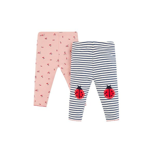 Mothercare Girls Pink And Striped Leggings - 2 Pack