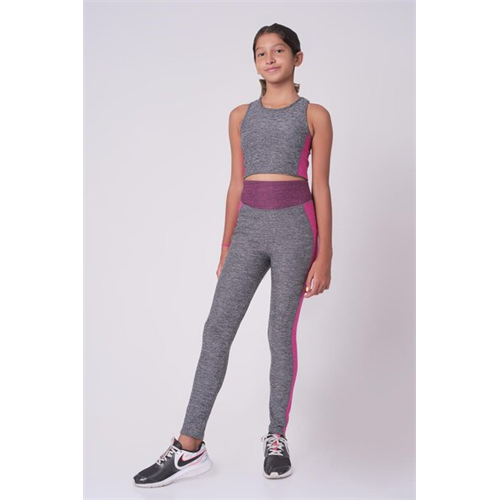ODEL Girls Activewear Charcoal & Pink Tights