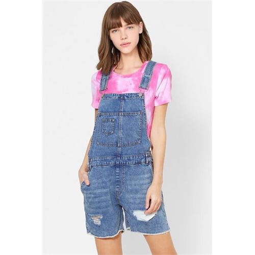 Only Short Denim Dungarees With Distress