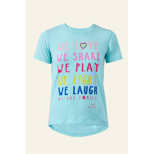 Pinkabelle Girls Light Blue Crew Neck Graphic T Shirt