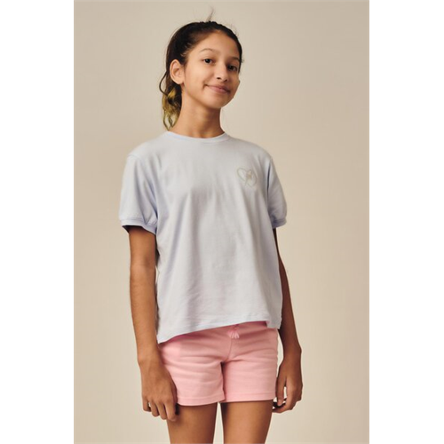 Pinkabelle Girls Light Blue Crew Neck Graphic T Shirt