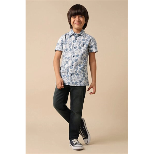 Us Polo Boys Abstract Printed Satin Shirt
