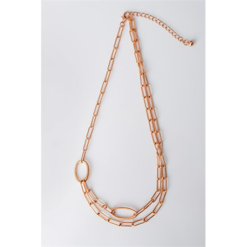 Backstage Bronze Two Chain Detailed Necklace