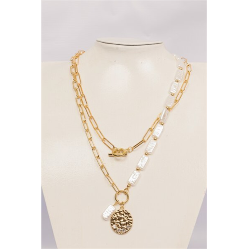 Backstage Gold And Pearl Detailed Layered Necklace