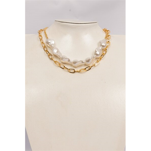 Backstage Gold And Pearl Detailed Necklace