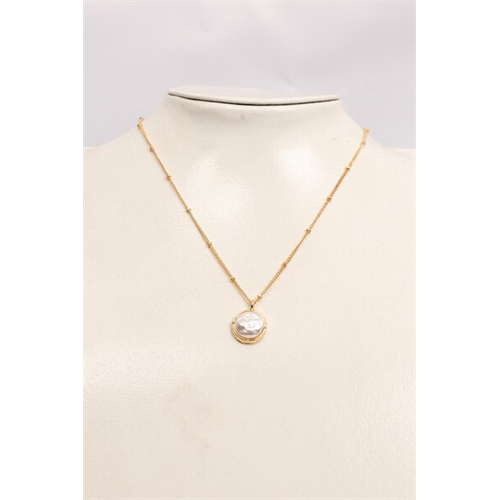 Backstage Gold And Pearl Detailed Pendent Necklace