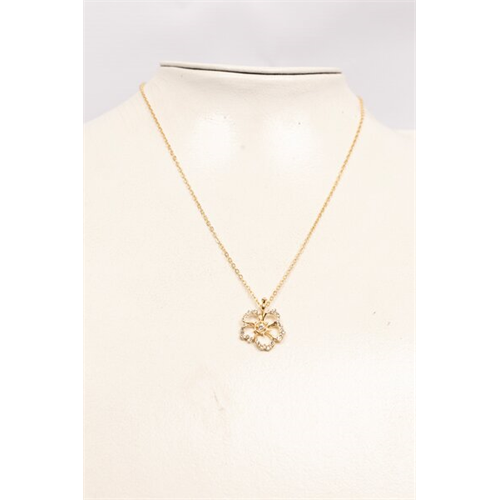 Backstage Gold Stone Detailed Flower Pendent Necklace