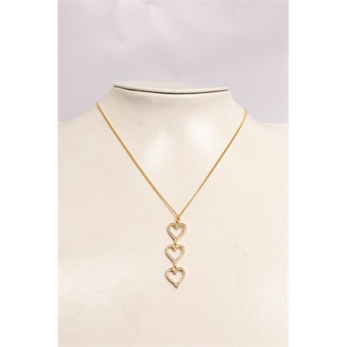 Backstage Gold Stone Detailed Heart Pendent Necklace