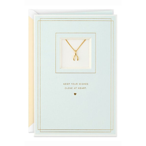 Hallmark Wishbone Necklace with Birthday Card