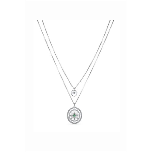 Swarovski Symbolic Mandala Necklace, White, Rhodium plated