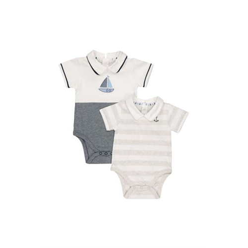 Mothercare Newborn Boat & Atriped Collared Bodysuits - 2 Pack