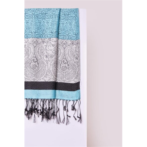 Odel Light Blue, Grey & Black Persley Shawl