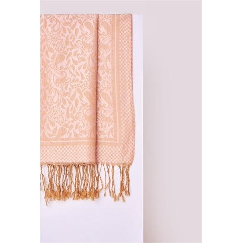 Odel Light Pink & Beige Leafy Print Shawl