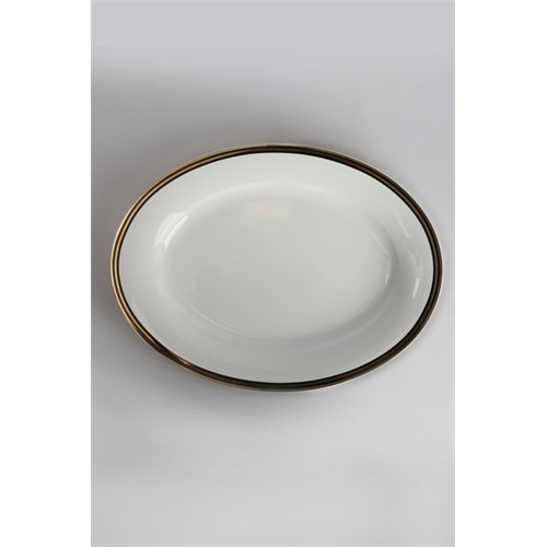Odel BB Plate Ceramic Black Gols Lines On White