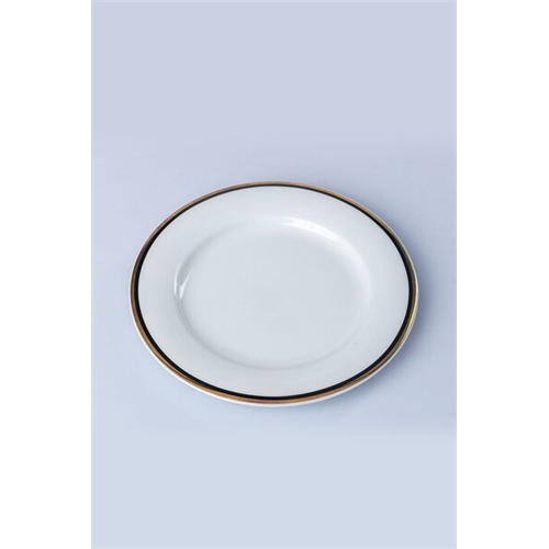 Odel Dinner Plate Ceramic Black Gols Lines On White