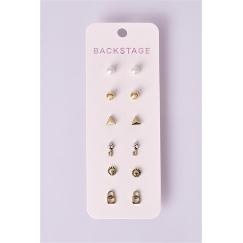 Backstage Bronze Stud Set Of Earrings