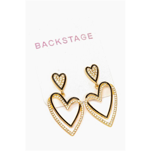 Backstage Gold Heart Detailed Drop Earrings