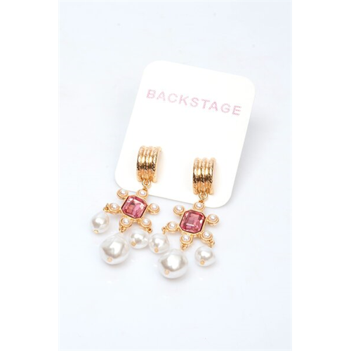 Backstage Gold Pearl Detailed Drop Earrings