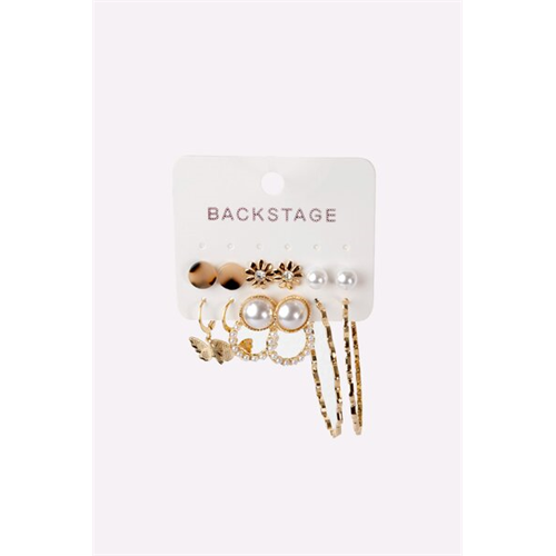 Backstage Multi Pearl Detailed Set Of Earrings