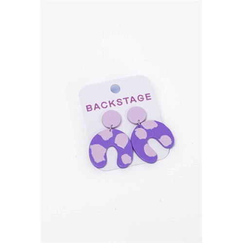 Backstage Polymer Clay Light Purple Semi Oval Earring