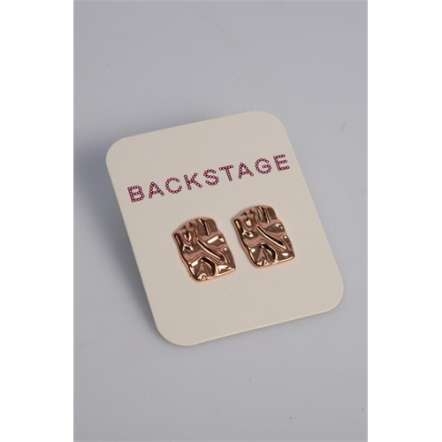 Backstage Rose Gold Textured Rectangle Earrings