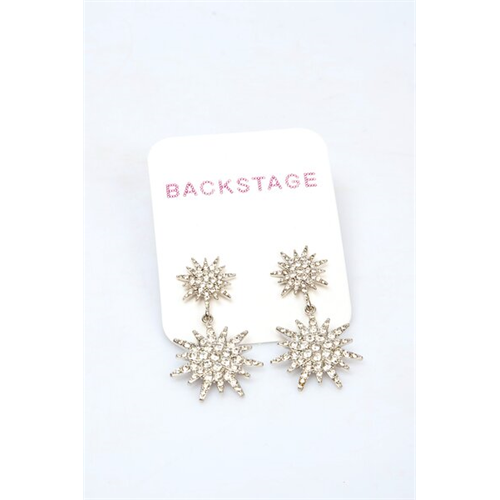 Backstage Silver Stone Detailed Drop Earrings