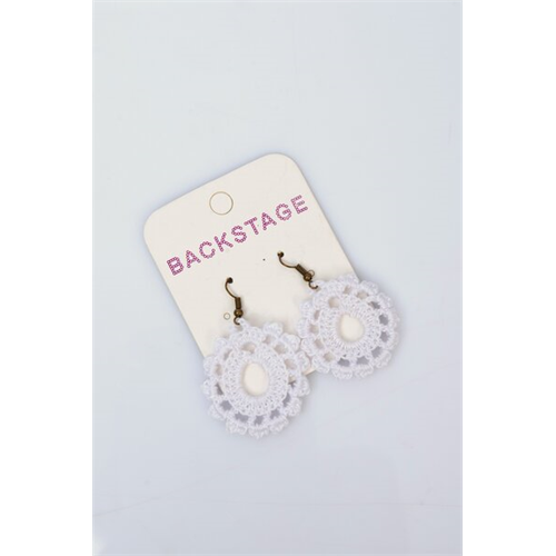 Backstage White Spiky Teardrop Chrochet Earrings