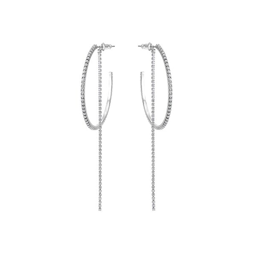 Swarovski Fit Hoop Pierced Earrings, White, Stainless Steel