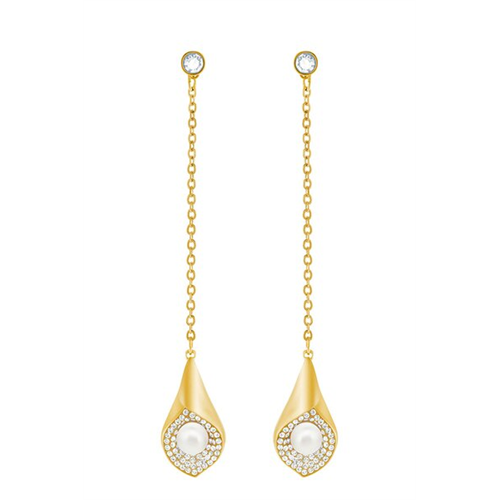 Swarovski Modest Pierced Earrings, White, Gold Plating