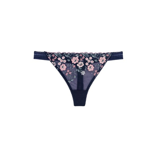 Dorina Zinnia Blue Floral Embroidery G-String