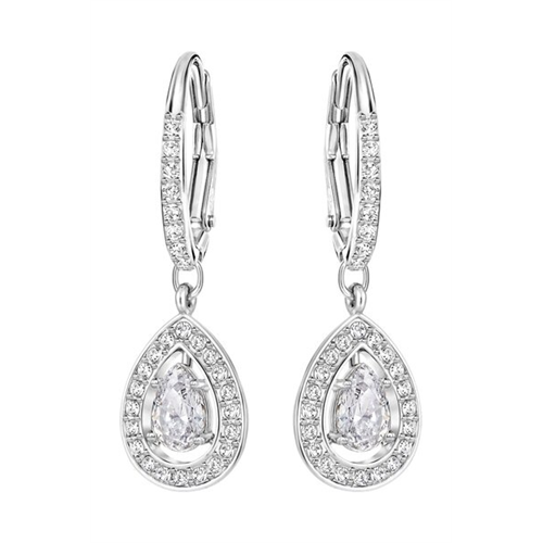 Swarovski Angelic Pierced Earrings, White, Rhodium Plated