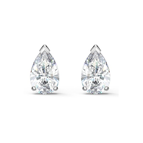 Swarovski Attract Pear Stud Pierced Earrings, White, Rhodium Plated