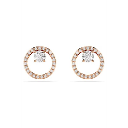 Swarovski Constella Round Cut Rose gold-tone Plated Stud Earrings