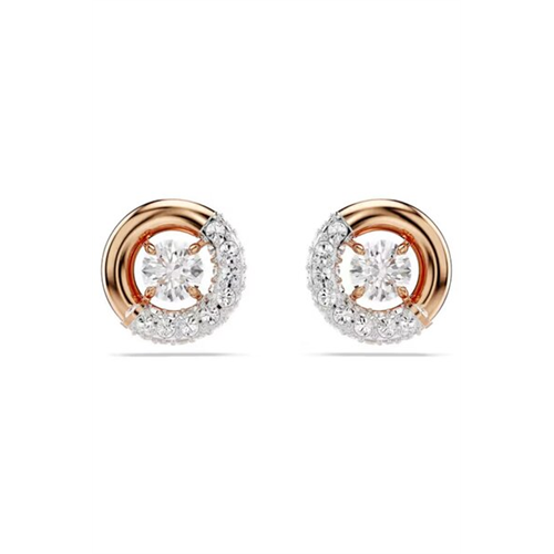 Swarovski Dextera Round Cut Rose gold-tone Plated Stud Earrings