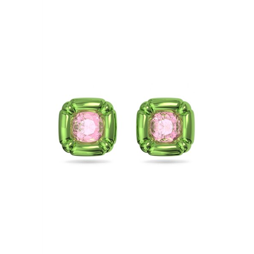 Swarovski Dulcis Stud Earrings, Cushion Cut Crystals, Green