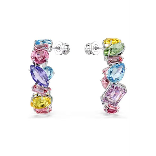 Swarovski Gema Multicolored Rhodium Plated Hoop Earrings