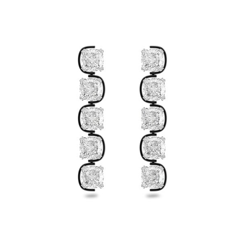 Swarovski Harmonia Drop Earrings, Cushion Cut Floating Crystals, White, Mixed Metal Finish