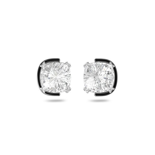 Swarovski Harmonia Stud Earrings, Cushion Cut Crystals, White, Mixed Metal Finish