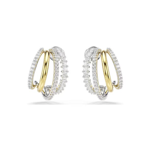 Swarovski Hyperbola White and Mixed Metal Finish Hoop Earrings