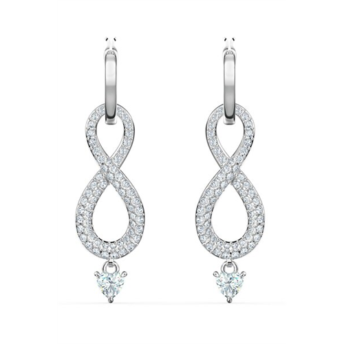 Swarovski Infinity Pierced Earrings, White, Rhodium Plated