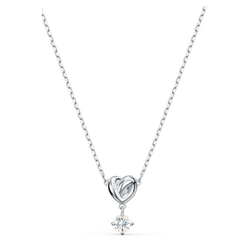 Swarovski Lifelong Heart Pendant, White, Rhodium Plated