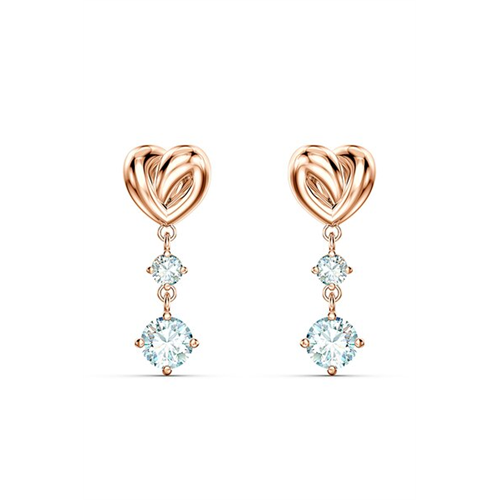 Swarovski Lifelong Heart Pierced Earrings, White, Rose-Gold Tone Plated