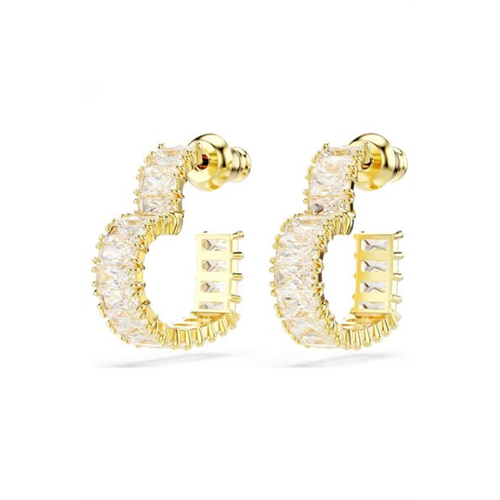 Swarovski Matrix Baguette Cut Gold-tone Plated Hoop Earrings