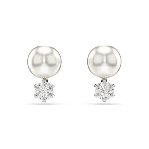 Swarovski Matrix Crystal Pearl Rhodium Plated Stud Earrings